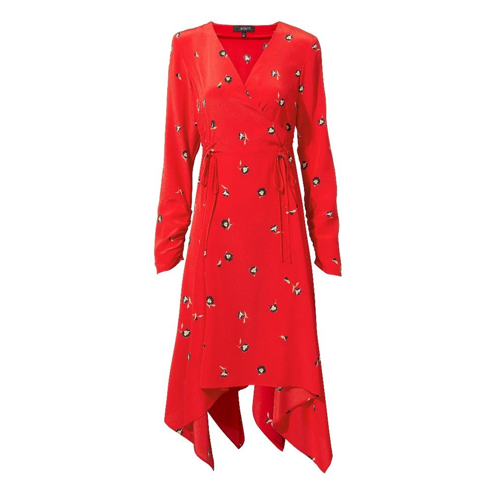 NWT INTERMIX Josie Red Floral Silk Dress 0